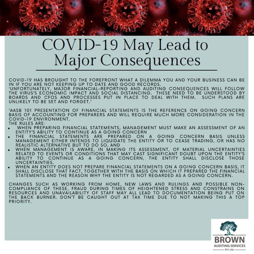 The major consquences of COVID-19 by Brown Auditing Services pty ltd